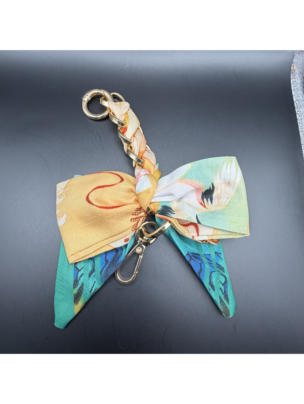 Floral Scarf Bow Bag Charm Keychain